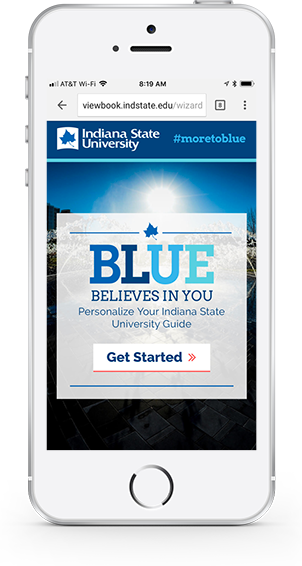 Indiana State University Viewbook on a phone