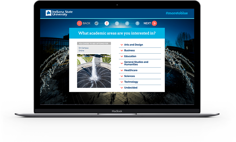 Indiana State University CustomViewbook on a laptop